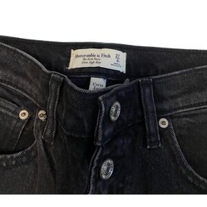 Abercrombie & Fitch Jeans 27/4 Short Kick Flare Ultra High Rise Black Button Fly